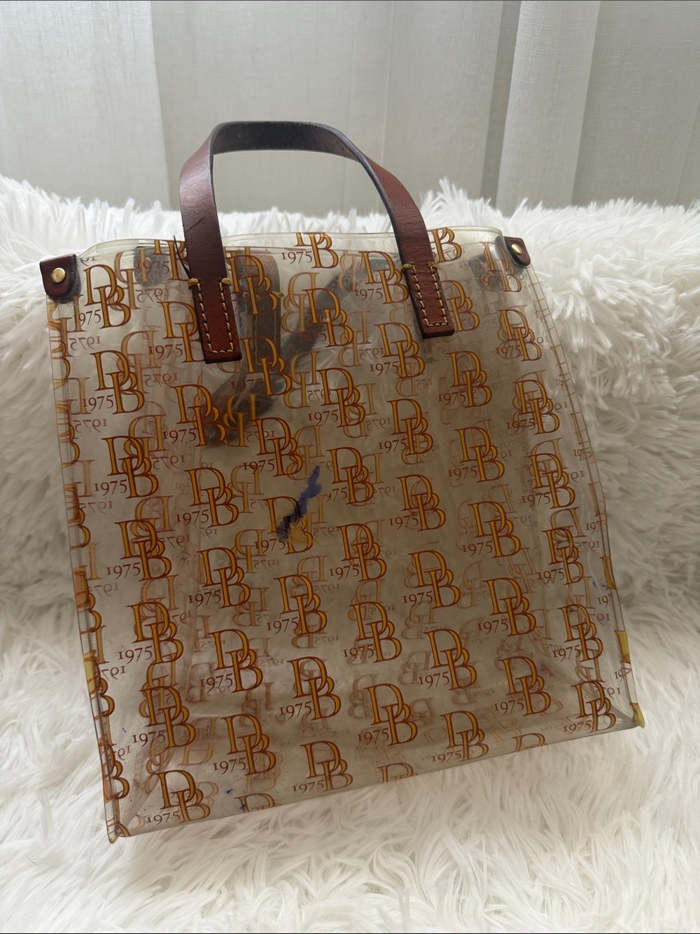 Dooney & Bourke Beige and Brown Monogram Tote - Picture 2 of 3